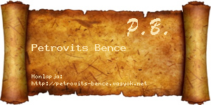 Petrovits Bence névjegykártya