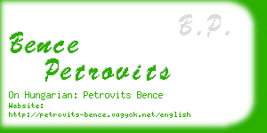 bence petrovits business card